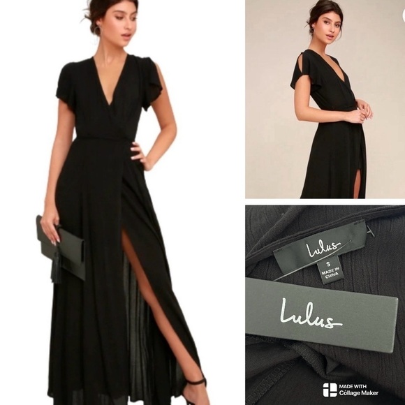 Lulus Dresses & Skirts - Lulu's NWT Heart of Marigold black wrap maxi dress